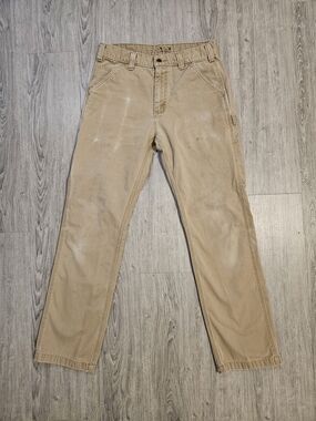 Carhartt Men's Tan 32x34 Canvas Cargo Utility Work Pants